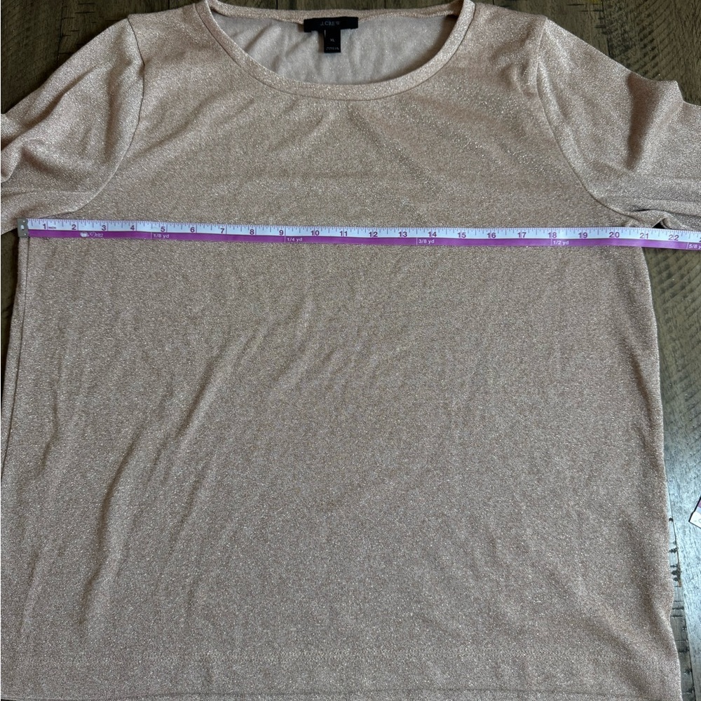 J. Crew sparkle Bell sleeve Metállic champagne Blouse - Picture 5 of 7